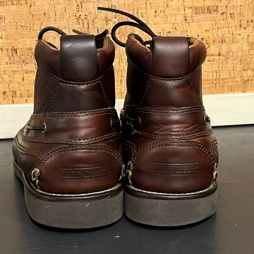LL Bean Men Dark Brown Leather‎ Lace Up Chukka Boots Made in El Salvador Size 11